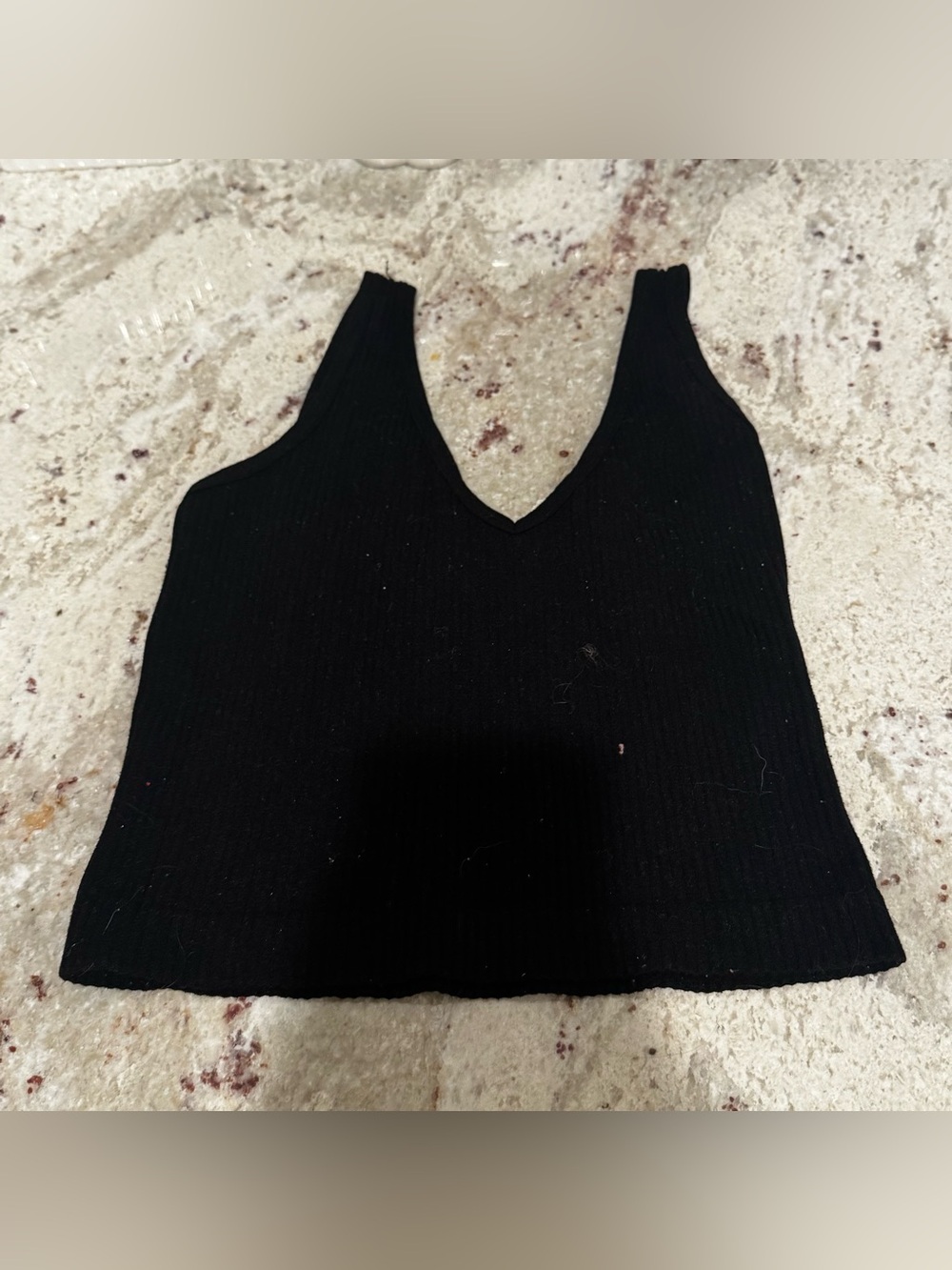 Aura Black Ribbed V-Neck Tank Top
